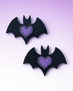 Decorative Bat with Raised Heart Fridge Magnet